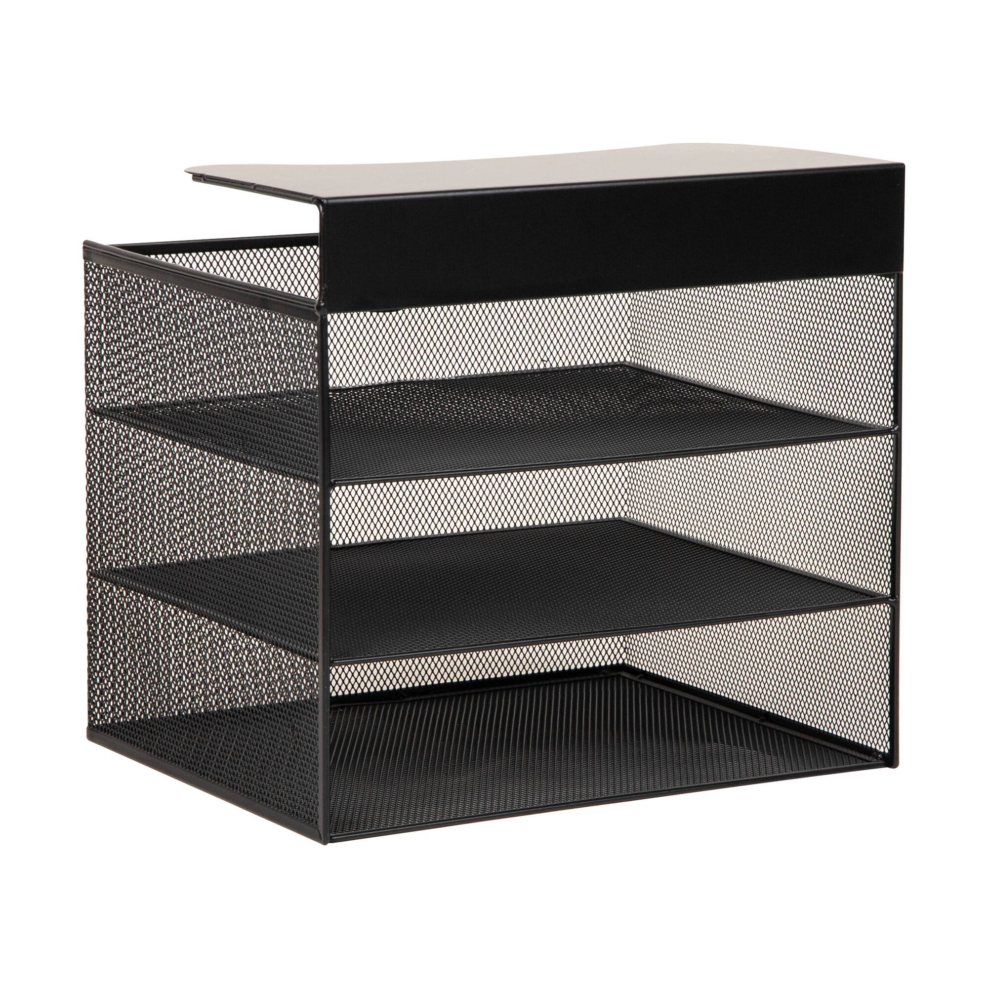 Mind Reader Slide-On Under Desk File Organizer, No Tools Required, Hanging Storage for Laptops, Folders, and Notebooks, Metal
